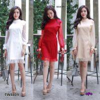 TW8809 Dress เดรสแขนตาข่าย