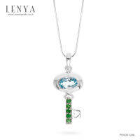 Lenya Jewelry  จี้เลนญ่า ดีไซน์ลูกกุญแจ ประดับพลอยเม็ดโตตัวเรือนเงินแท้ชุบทองคำขาว