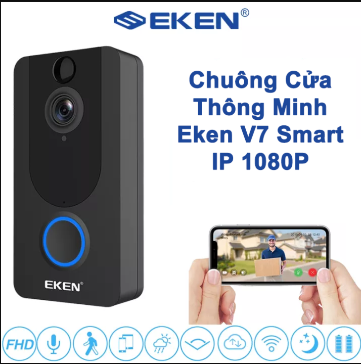 Chuông cửa Eken V7 Smart IP 1080P - Chuông cửa Eken V7 Smart IP 1080P là lựa chọn hoàn hảo cho những gia đình mong muốn tăng cường bảo mật và tiện nghi. Với tính năng kết hợp giữa chuông cửa và camera IP, bạn có thể xem được hình ảnh người đến thăm nhà trên màn hình điện thoại hay máy tính bảng của mình. Quên đi nỗi lo lắng về an ninh, hãy sở hữu ngay chuông cửa Eken V7 Smart IP 1080P.