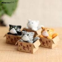 COD Box Cartoon Cat Miniature Landscape Decor Bonsai Resin Crafts Ornament