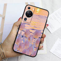 KOSLAM เคสโทรศัพท์กันกระแทกลายดอกทิวลิปในตะวันตกดินสำหรับ Huawei P60 P60 Pro Mate 50 50 Pro Mate 40 40 Pro Mate 30 Pro P50 P50 P40 Pro P40 P30 P30 Pro 2023ดีไซน์ใหม่คลังสินค้าพร้อมปลอกโทรศัพท์มือถือ TPU แบบนิ่ม