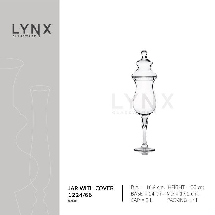 lynx-jar-with-cover-1224-แจกันแก้ว-แจกันจัดสวน-แจกันสูง-แฮนด์เมด-เนื้อใส-พร้อมฝาปิด-มีความสูง-2-ขนาดให้เลือก