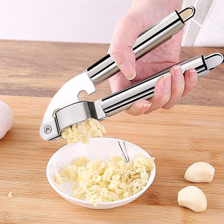 KITCHEN SUNRAY Stainless Steel Garlic & Ginger Press Crusher, Size