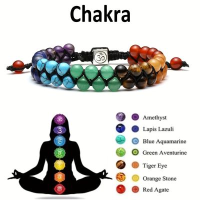 Top Plaza 7 Chakra Treatment Crystal Bracelet Yoga Stone Adjustable Beads Bracelet Meditation Relaxation Anxiety Womens Bracele