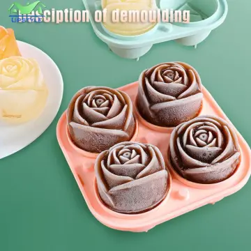 1 Pack Rose Ice Molds Large Ice Cube Trays Make 4 Giant Cute Flower Shape  Ice Silicone Rubber Fun Big Ice Ball Maker For Cocktails Juice Whiskey  Bourbon Freezer Dishwasher Safe