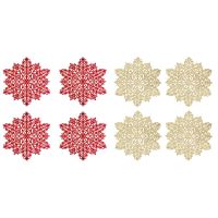 Snowflake Placemats Decorations Red Snowflake Tablemats Kitchen Table Mats for Christmas Holiday Wedding Decorative