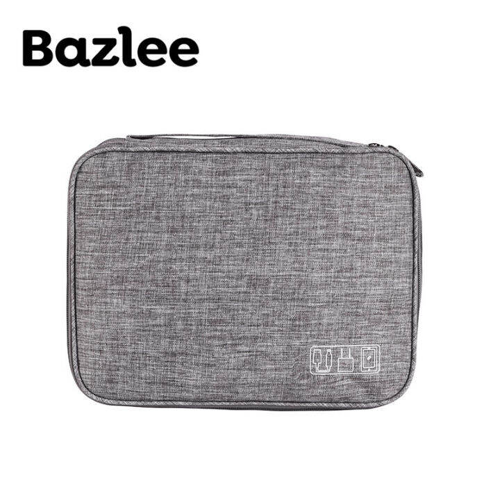 bazlee-กระเป๋าที่เก็บดิจิตอลสามชั้น-สาย-usb-หูฟังแบตสำรองปากกาจัดระเบียบ-hdd-พกพาได้กระเป๋าใส่ชุดเดินทาง