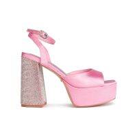 SHU RISING STARS 4.5" DGB CHUNKY ANKLE STRAPS - PINK SATIN รองเท้าส้นสูง