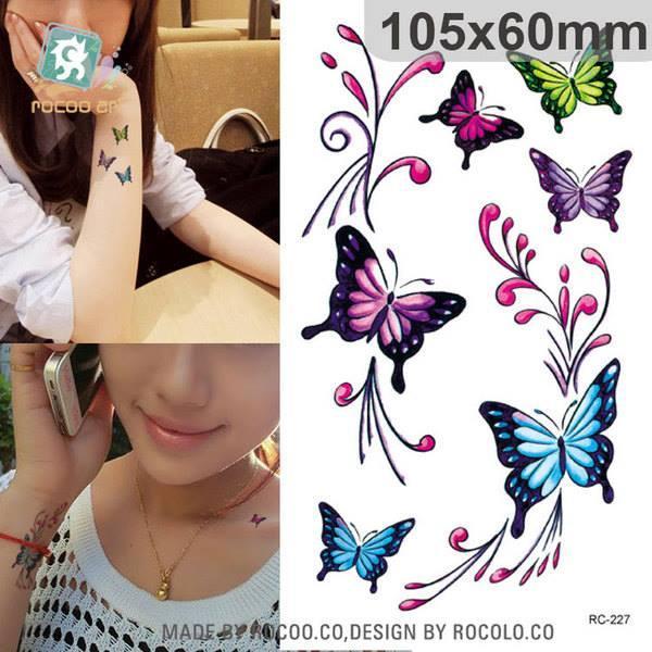 Hình xăm dán nữ tatoo 5 con bướm kích thước 6 x 10 cm - hình xăm ...