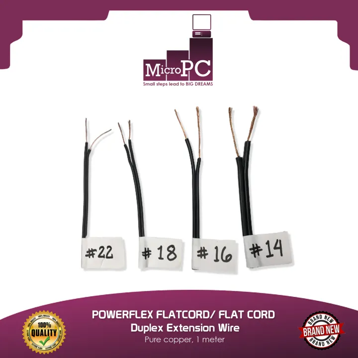 POWERFLEX FLATCORD/ FLAT CORD Duplex Extension Wire, Pure copper, 1