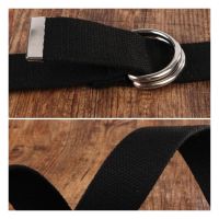 Korean Uni Fashion Dual D-Ring Metal Buckle Adjustable Solid Color Canvas Belt