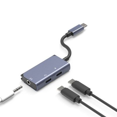 ﹍✚▤ USB-C HUB Type-c Headset Conversion Head 3.5mm Adapter Cable Audio Call Charging Three-in-one Converter PD Fast Charging