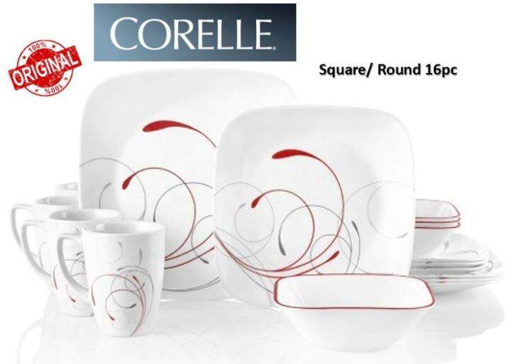 Corelle Splendor Square/Round 16 pieces dinner set Lazada