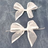 ；‘。、’ 30Pcs/Pack 11Cm Wide Wgite Rion Organza Bow Rion Lace Applique DIY Crafts Wedding Clothing Accessories Decoration