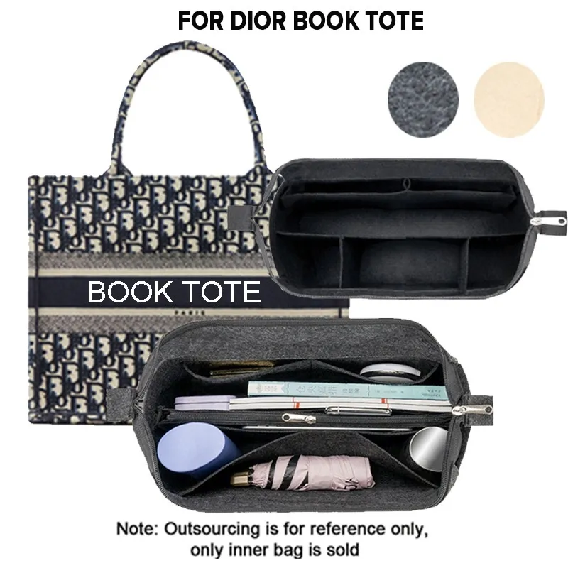 COD Felt Insert Bag Fits Suitable for Dior book tote Liner Support Organizer  Cosmetic Storage Makeup women Handbag lining