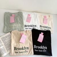 เสื้อยืด oversize ผ้าคอตตอน สไตล์มินิมอล ปัก brooklyn s227