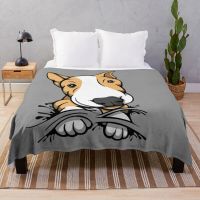 Ready Stock Cute Puppy Bull Terrier Tan and White Throw Blanket Decorative Sofa Blanket Luxury Throw Blanket Cute Blanket Plaid