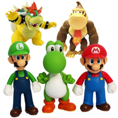 14CM Super Mario Bros PVC Action Figure Toys Dolls Model Set Luigi Yoshi Donkey Kong Mushroom For Kids Birthday Gifts