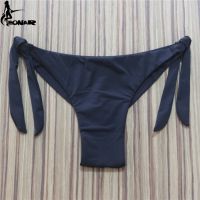 2021 y Solid Thong Bikini Brazilian Cut Swimwear Women Bottom Adjustable Briefs Swimsuit Panties Underwear Thong Bathing Suit