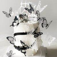 【CW】✙☋  12pcs butterfly Happy Birthday Toppers Gold for Kid wedding Decorations 2023