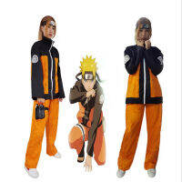 Uzumaki ชุดคอสเพลย์อนิเมะนารูโตะ,เสื้อผ้าการแสดงของเด็กผู้หญิงผู้ชายเสื้อแจ็คเก็ตลายการ์ตูนนินจาญี่ปุ่นที่คาดผมกางเกง