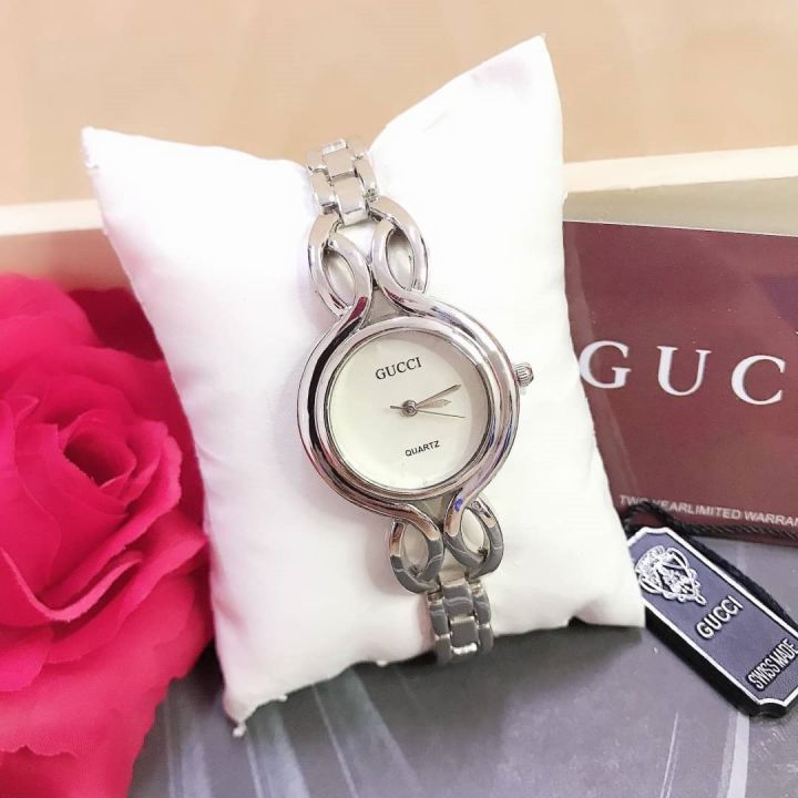 นาฬิกาข้อมือgucci-นาฬิกาสายเลส-ขนาดหน้าปัด-32-mm-สินค้ามีถ่าน-ผ้าเช็ค-ถุงผ้าแถมให้นะคะ