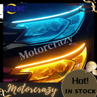 Motorcrazy 2ชิ้น LED DRL รถยนต์กลางวันวิ่งไฟที่มีความยืดหยุ่นกันน้ำแถบไฟหน้าอัตโนมัติสีขาวเลี้ยวสีเหลืองเบรกไหลไฟ12โวลต์