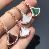 925 Sterling Silver Rose Gold Plated Small Skirt Necklace Fan Pendant Feminine Glamour Fashion Brand Luxury Jewelry