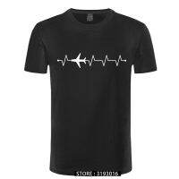 Airplane Pilot Heartbeat Plain Tee Shirt Classic Funny Men 3D T-Shirt High Quality Graphic Tees Christmas Droshipping