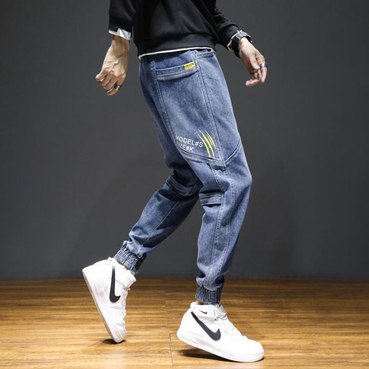 jk-court-กางเกงยีนส์ขายาวบางสำหรับผู้ชาย-กางเกงยีนส์ขาบานชุดผู้ชายสไตล์ฤดูใบไม้ผลิและใบไม้ร่วงกางเกงยีนส์ลำลอง