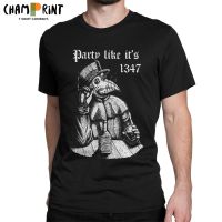 Party Like Its 1347 Vintage Plague Doctor Mens T Shirt Medieval Horror Funny Tee Shirt Tshirts Cotton Clothes