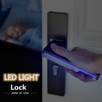 【CW】LED Light Door Handles for Interior Doors Zinc Alloy Rosette and Plate Door Lever Set Wood Passage Lock For Bathroom Bedroom