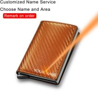 Customize Carbon Fiber Card Holder Wallets Men Personalized Rfid Black Magic Trifold Leather Slim Mini Wallet Money Male Purse