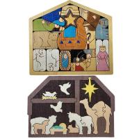 Wooden Jesus Puzzle Statue Wooden Jigsaw Puzzle of Nativity Scene Handmade Sculpture Holiday Decorations for Puzzle Lovers Kids Children Adults respectable