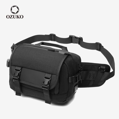 OZUKO Multifunction Waterproof Oxford Men Waist Belt Bag USB Charging Outdoor Fanny Pack