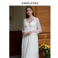 【LZ】◑☽  2023 sleepwear feminino robe vestido conjunto de renda transparente roupão quimono sexy vestido de sono do vintage princesa robe bride nightwear h814