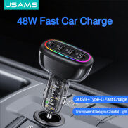 USAMS Bộ Sạc Xe Hơi 120W Bộ Sạc Xe Hơi PD + QC3.0 Kỹ Thuật Số Trong Suốt