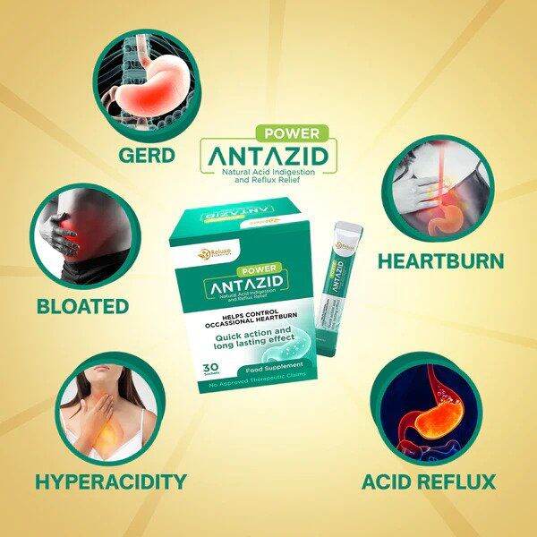Power Antazid Quick Action 1 Box (30 Sachets) Acid Reducer, Relieves