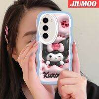 JIUMOO S23ปลอกสำหรับ Samsung บวก S23พิเศษเคสลายการ์ตูน3D Kuromi Creative ขอบครีมคลื่นเคสโทรศัพท์โปร่งใสสีสันสดใสซิลิโคนนิ่มป้องกันเลนส์กล้องกล่องกันกระแทกเคสใส