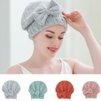 New Shower Cap Women Hair Cap Microfibre Quick Hair Drying Bath Spa Bowknot Cap Wrap Towel Hat for Bath Bathroom Accessories Towels