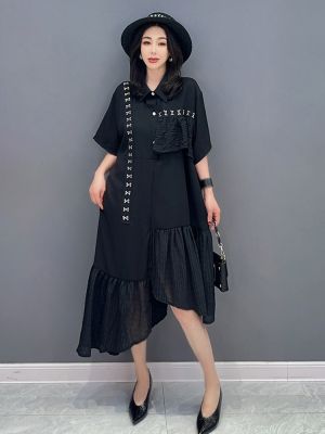 XITAO Dress Asymmetrical  Loose Short Sleeve Women Shirt Dress