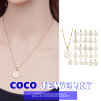 เครื่องประดับ COCOJEWELRY สร้อยคอตัวอักษรเหล็กสแตนเลสกลมยุโรปและอเมริกาผู้หญิงทอง18K ไทเทเนียม26จี้ตัวอักษรอังกฤษ