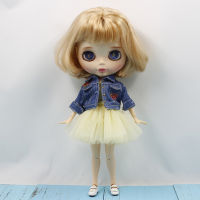 Dolity แจ็คเก็ตยีนส์ Gouzy เสื้อสูทสำหรับ12 "ตุ๊กตา Blythe 1/6 BJD DOD สีเหลือง