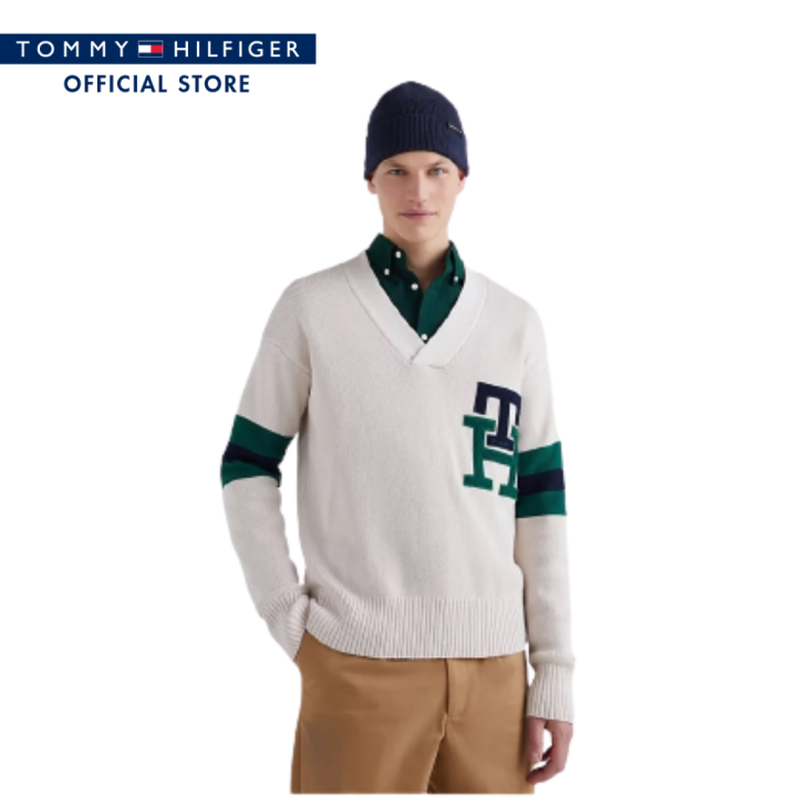 tommy-hilfiger-เสื้อสเวตเตอร์ผู้ชาย-รุ่น-mw0mw29026-af4-สีขาว
