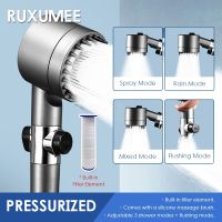 Pressure Filter Shower 4 Modes Pressurized Booster Rainfall Handheld Stop Adjustable With Massage Acessories