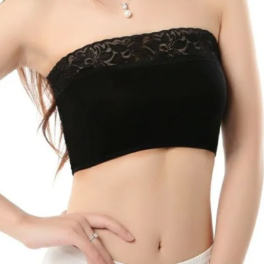 Hot Sexy Womens Strapless Boob Tube Top Bandeau Bra Lace Modal Ladies