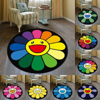 Colorful sun flower living room rug bedroom decoration round area rug navy blue rug music design rug cars for bed room car