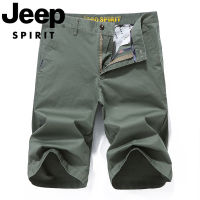 JEEP SPIRIT ฤดูร้อนสีทึบของผู้ชายกางเกงขาสั้นแบบลำลองซิปตรงหลวม