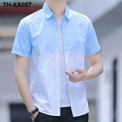 Mens Silk Short-sleeved Shirt New Business Gradient Non-ironing Anti-Wrinkle Formal Inch