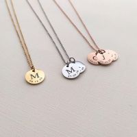 【CC】 Personalized Initial Date Disc Necklace Dainty Coin Pendant Necklaces Custom Bridesmaid Jewelry  Mum